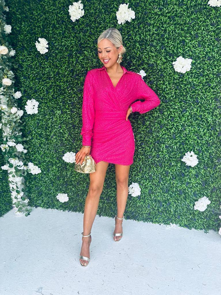 Amelia Sequin Mini Dress Fuchsia