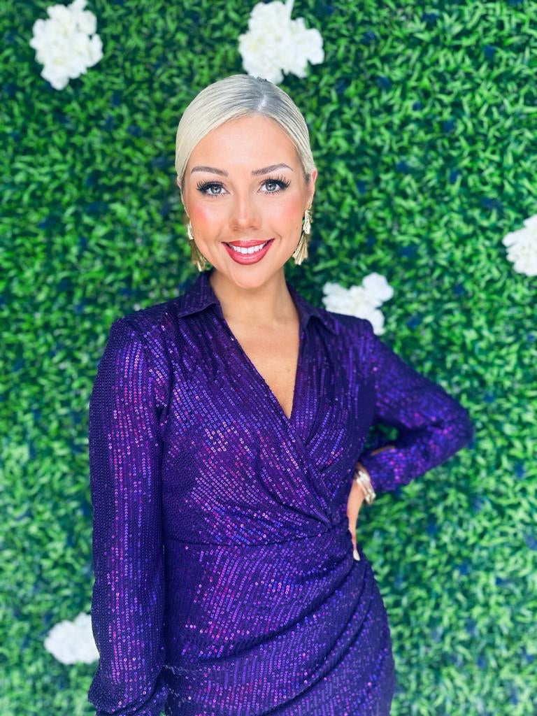 Amelia Sequin Mini Dress Purple