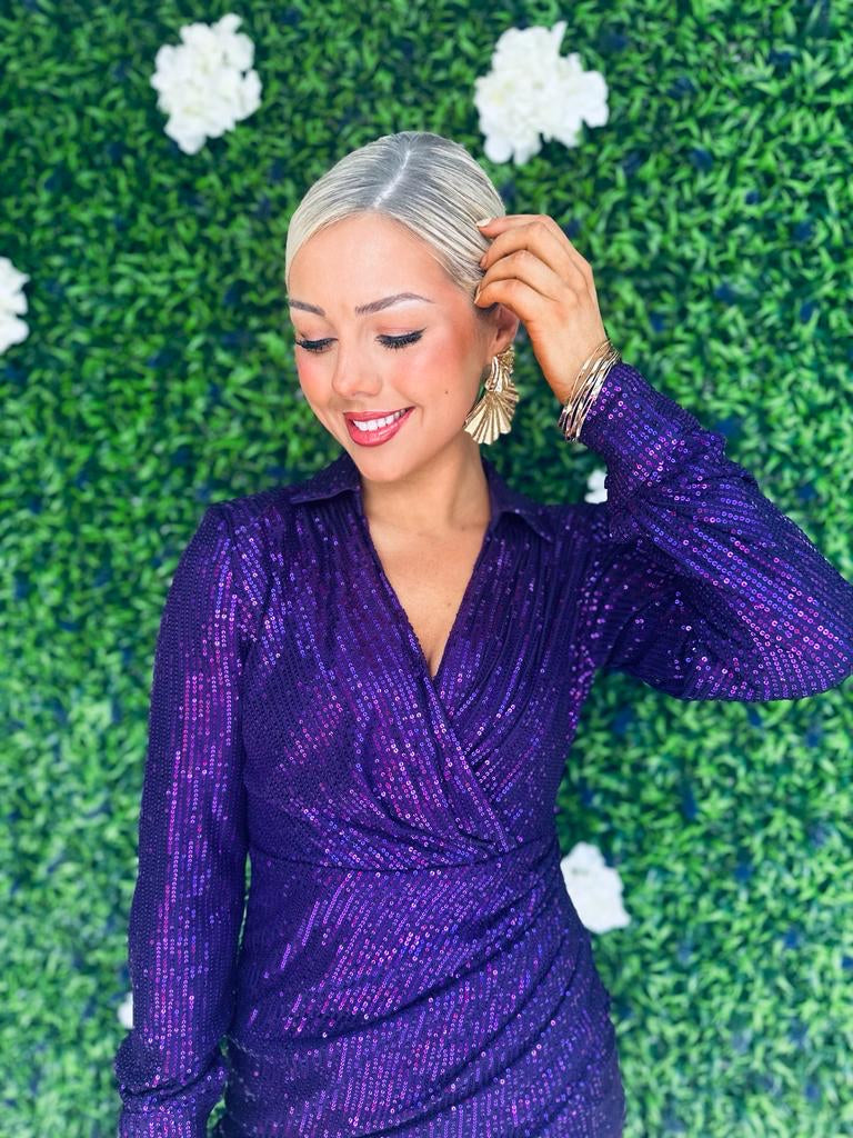Amelia Sequin Mini Dress Purple