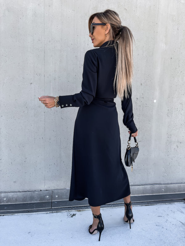 Alexa Belted Shirt Dress Black