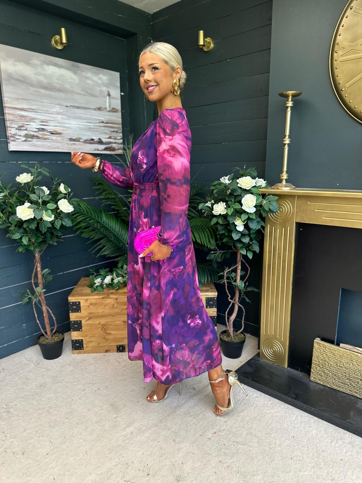 Emily Banded Midi Dress Navy
