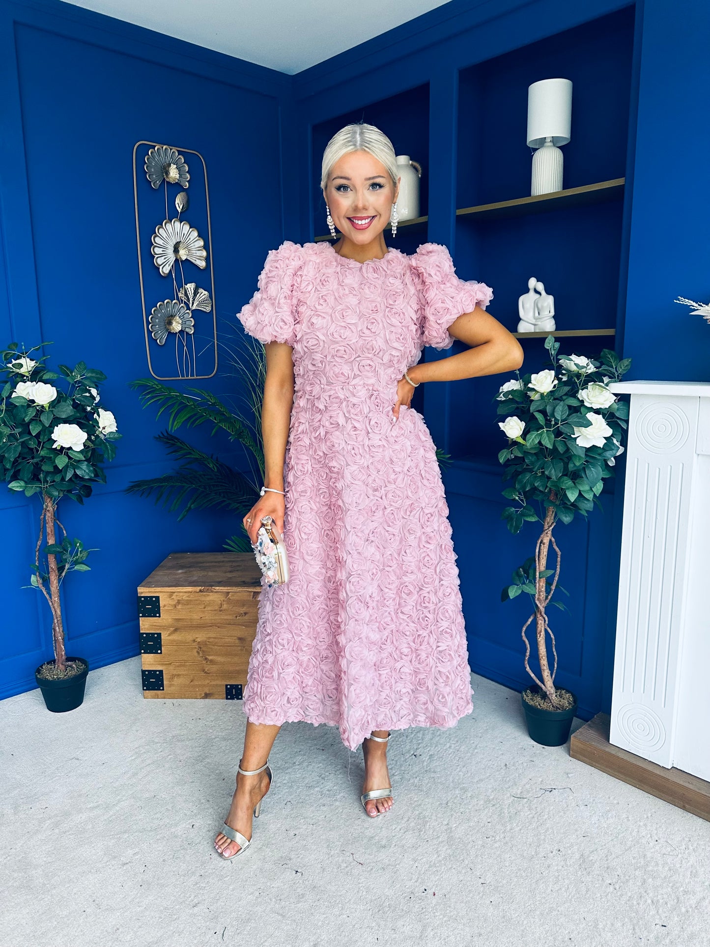 Pippa 3D Floral Occasion Dress Pink