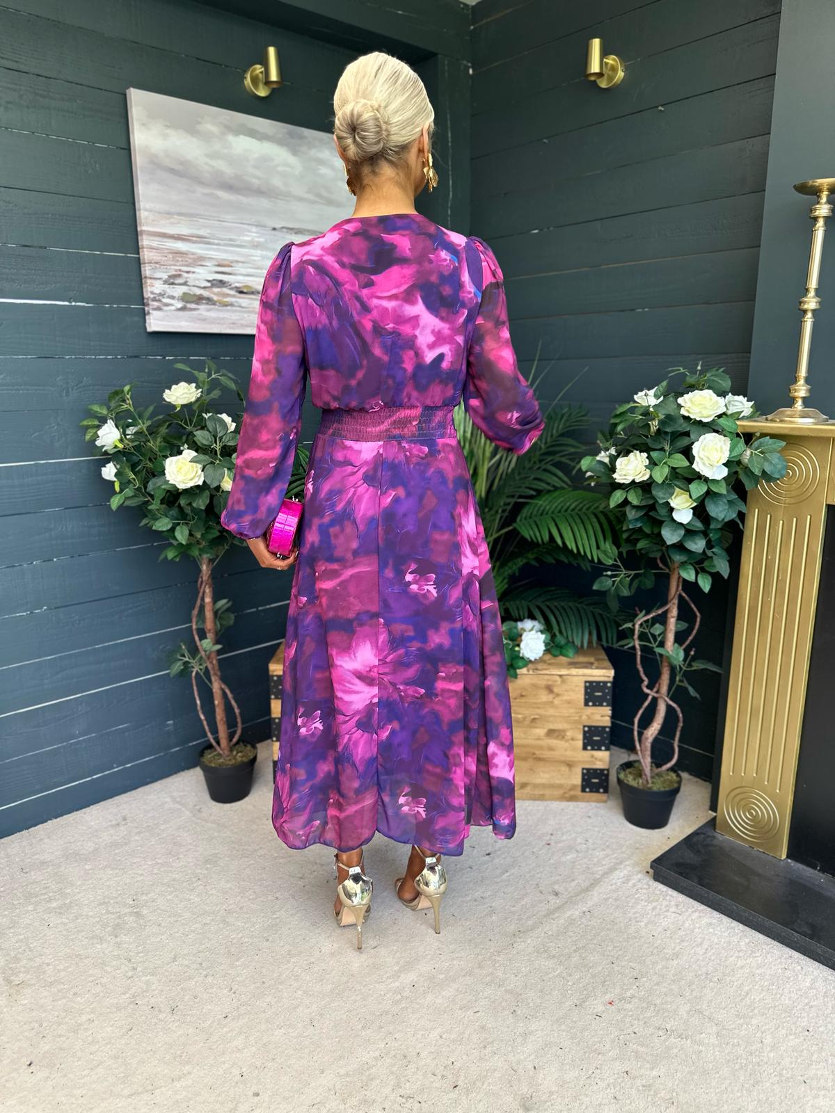 Emily Banded Midi Dress Navy