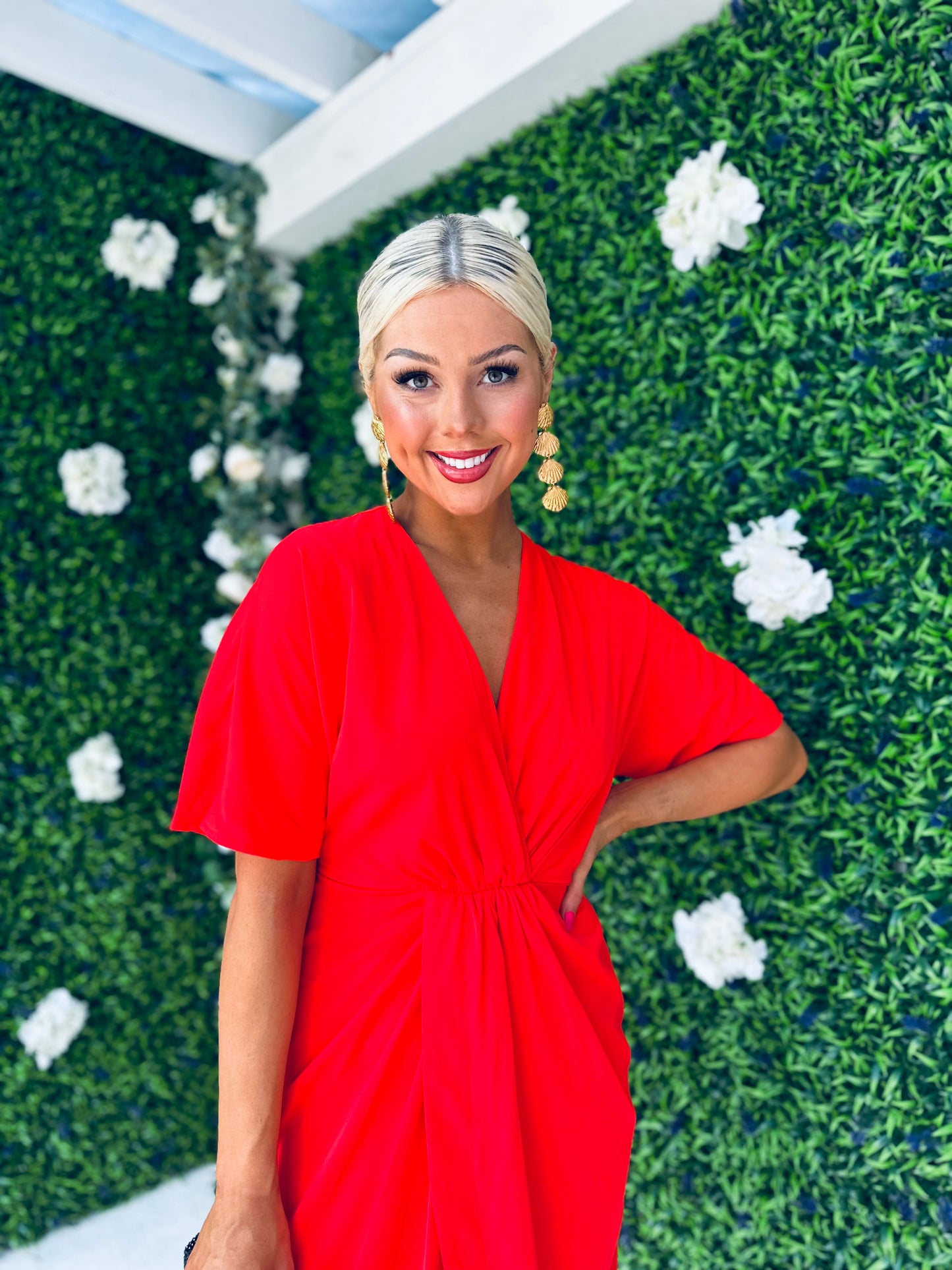 Zada Wrap Detailing Midi Dress Red