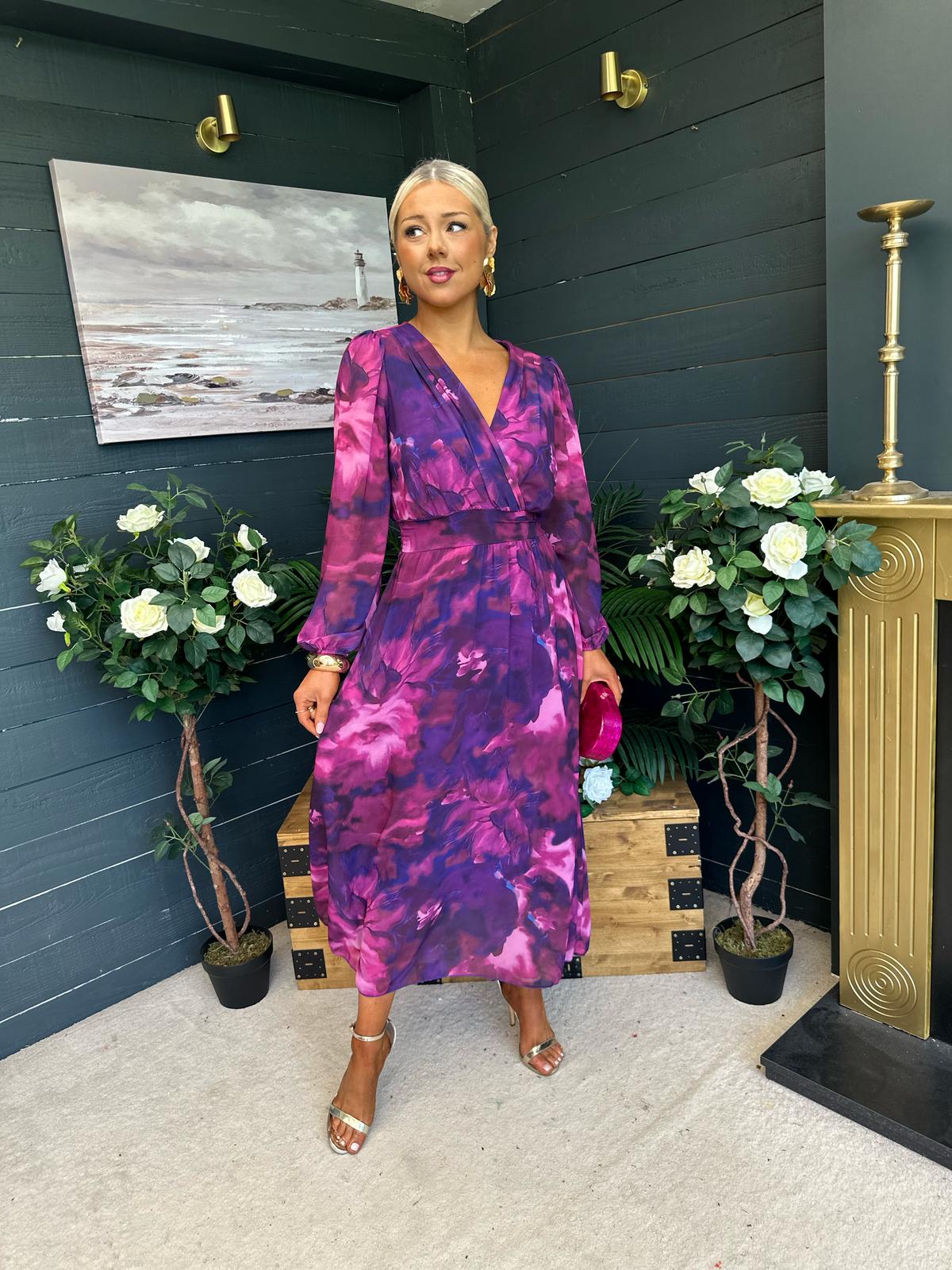Emily Banded Midi Dress Navy