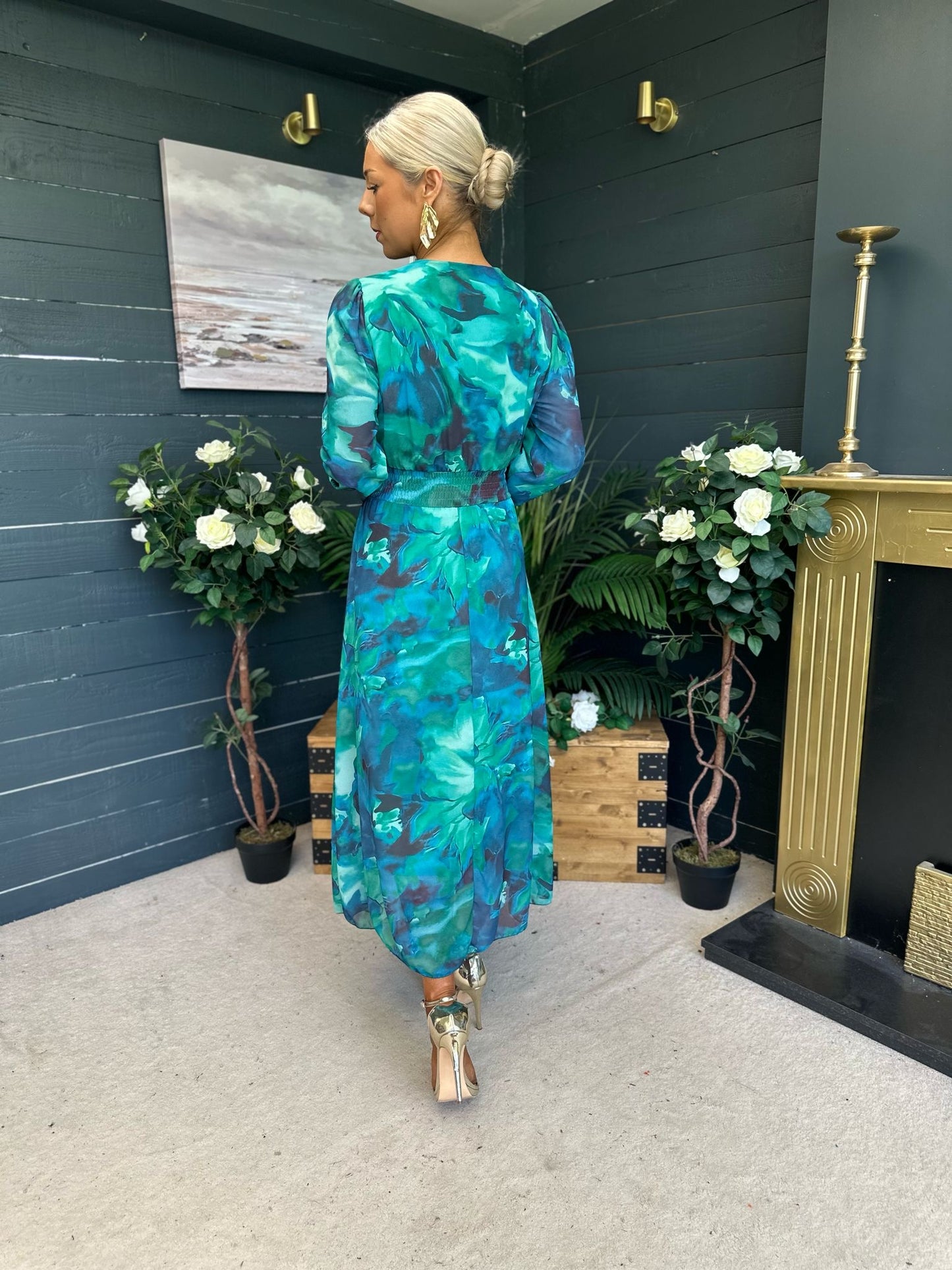 Emily Banded Midi Dress Green