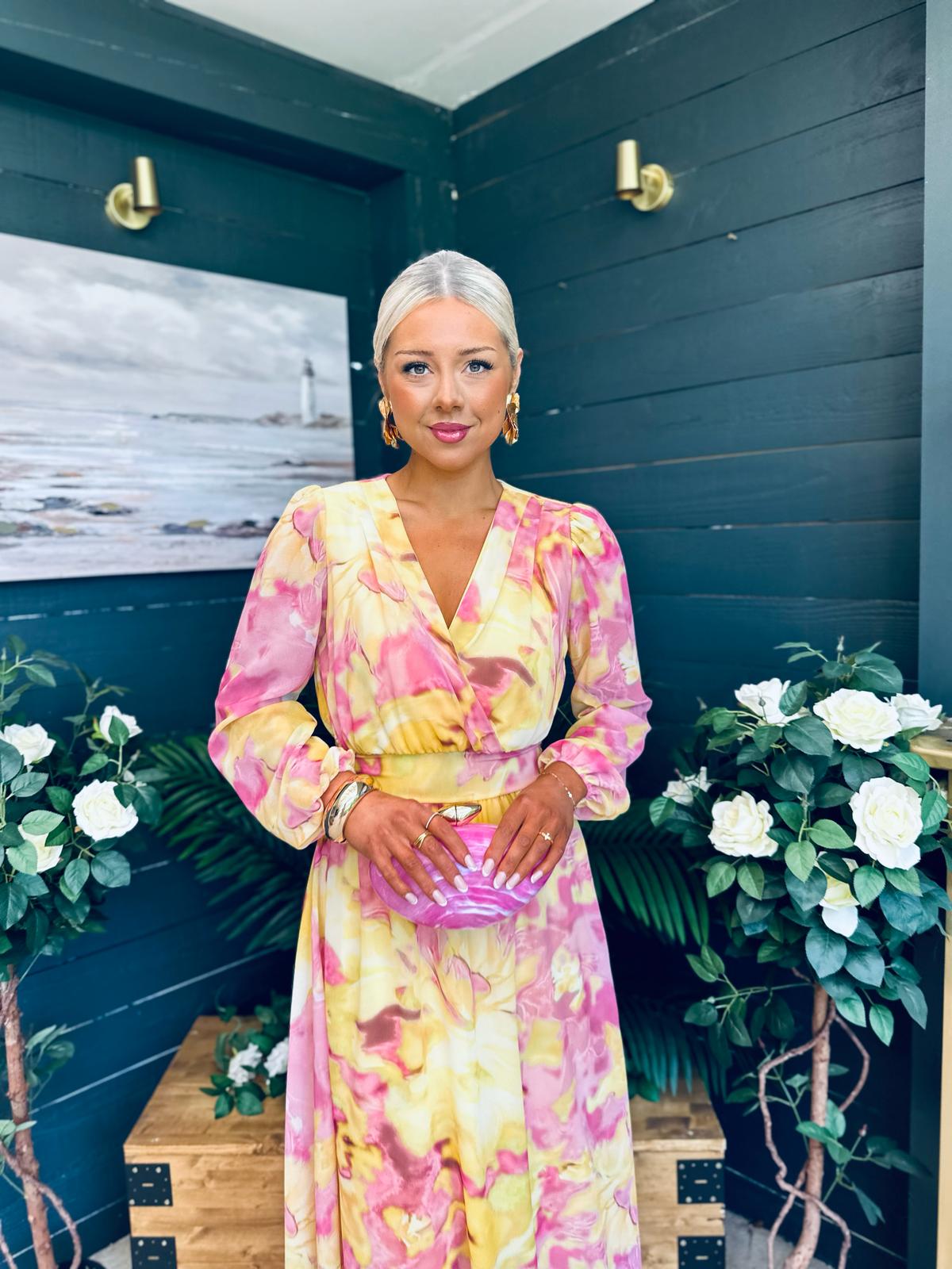 Emily Banded Midi Dress Yellow