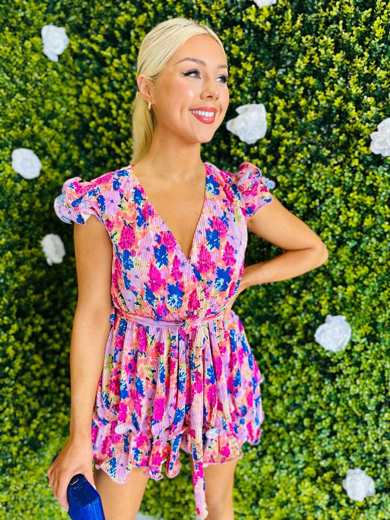 Josie Plisse Playsuit Fuchsia