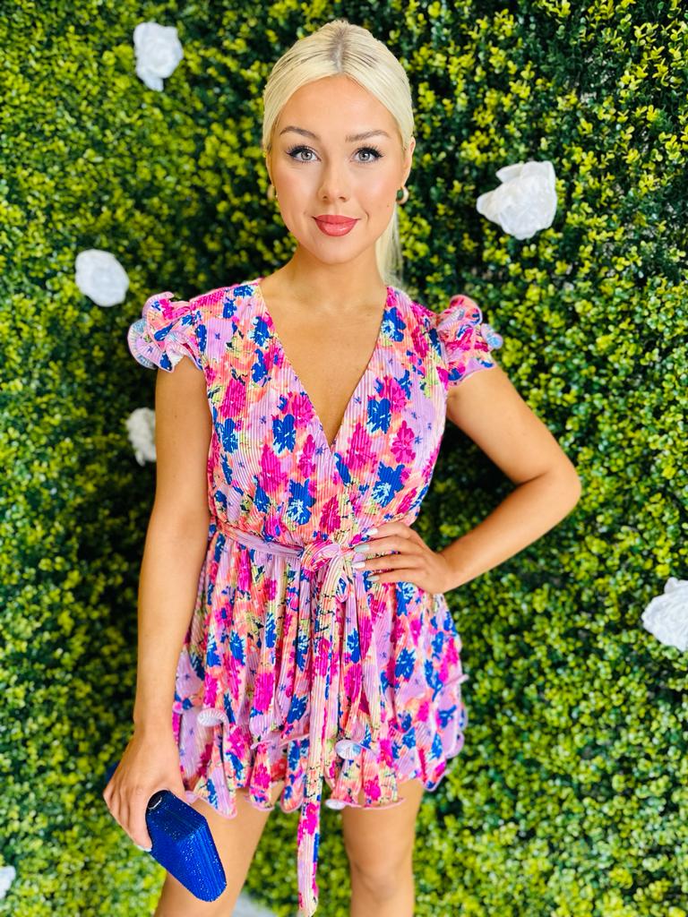 Josie Plisse Playsuit Fuchsia