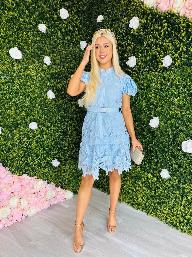 Orlaigh Crochet Mini Dress Blue