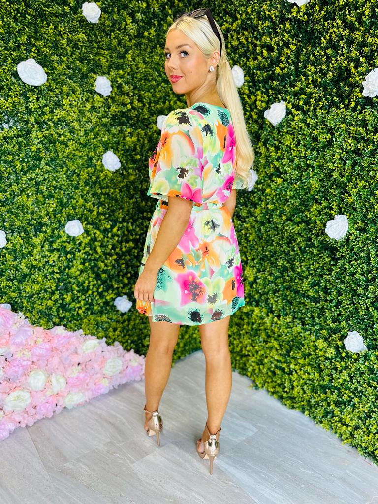 Roze Skater Mini Dress Green