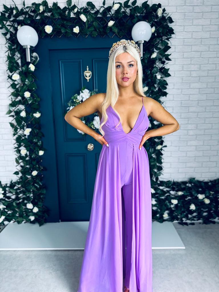 Lyndell Cape Jumpsuit Lilac