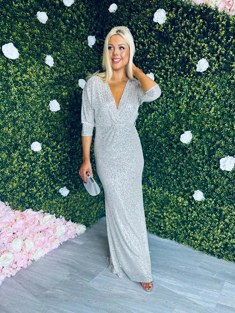 Ellen Sequin Maxi Dress Beige