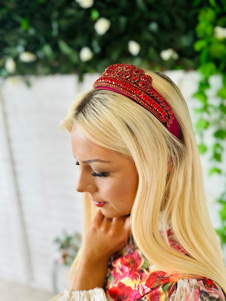 Meg Embellished Hairband Ruby