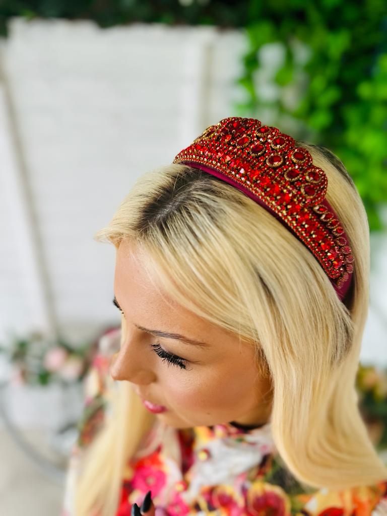 Meg Embellished Hairband Ruby