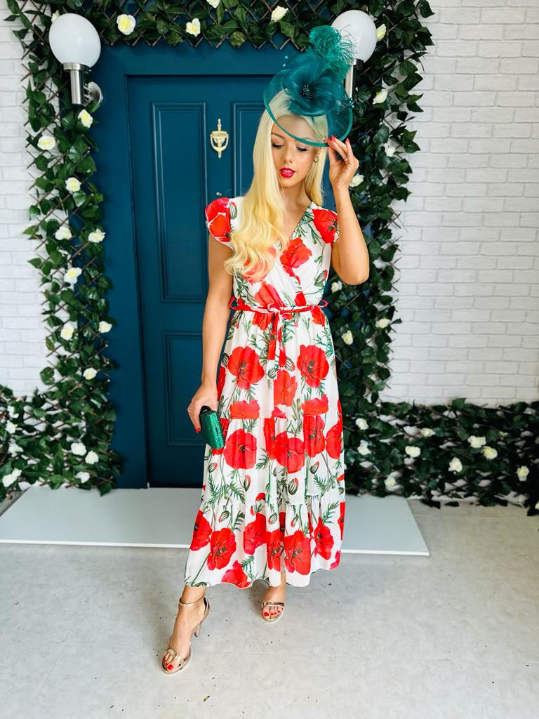 Sidney Frill Detail Dress Floral Red