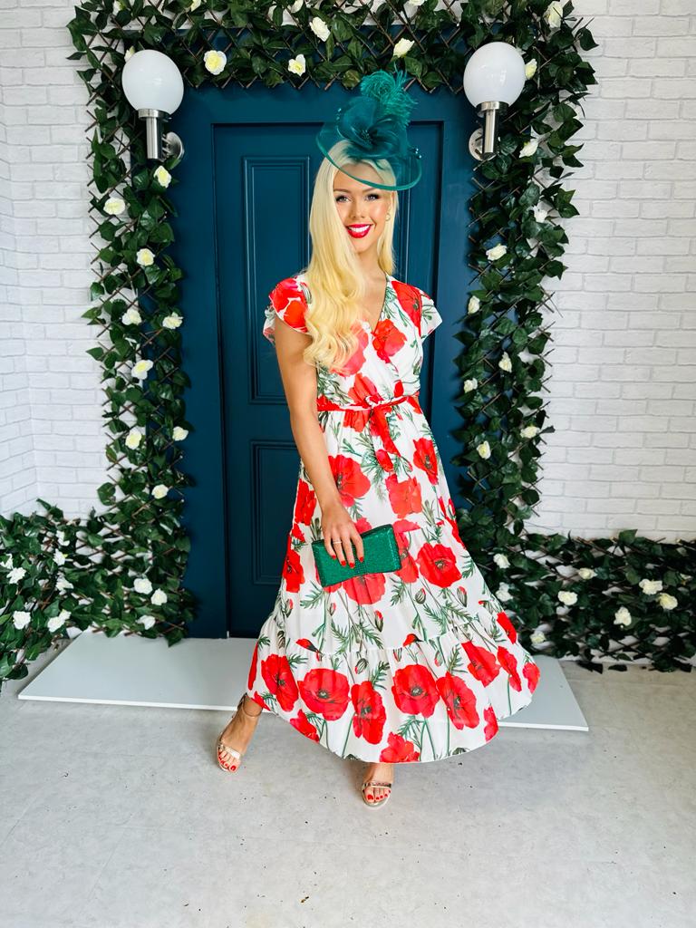 Sidney Frill Detail Dress Floral Red