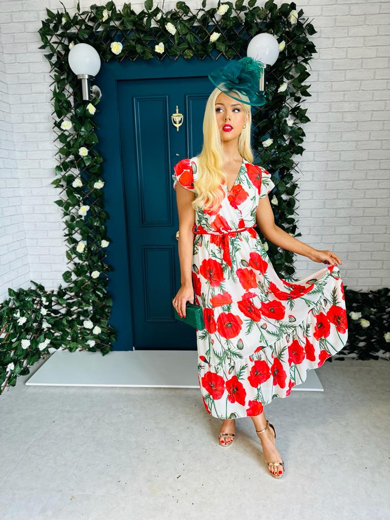 Sidney Frill Detail Dress Floral Red