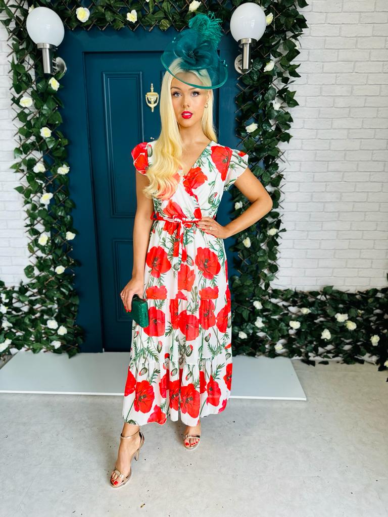 Sidney Frill Detail Dress Floral Red