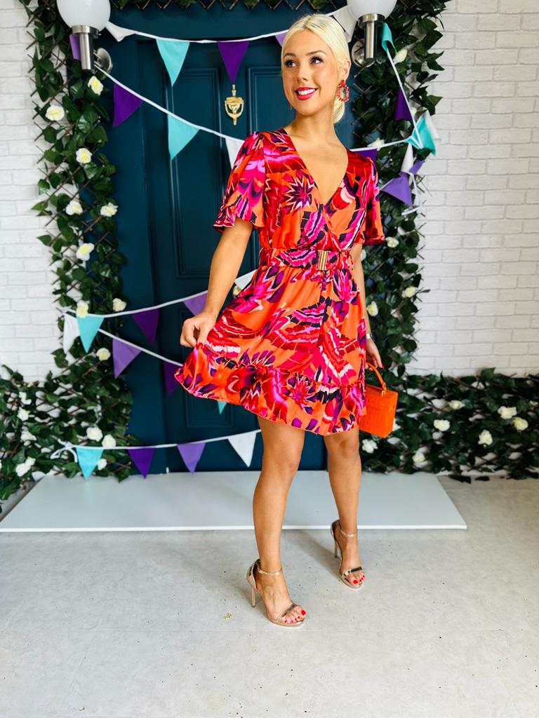 Faya Skater Dress Floral Rouge
