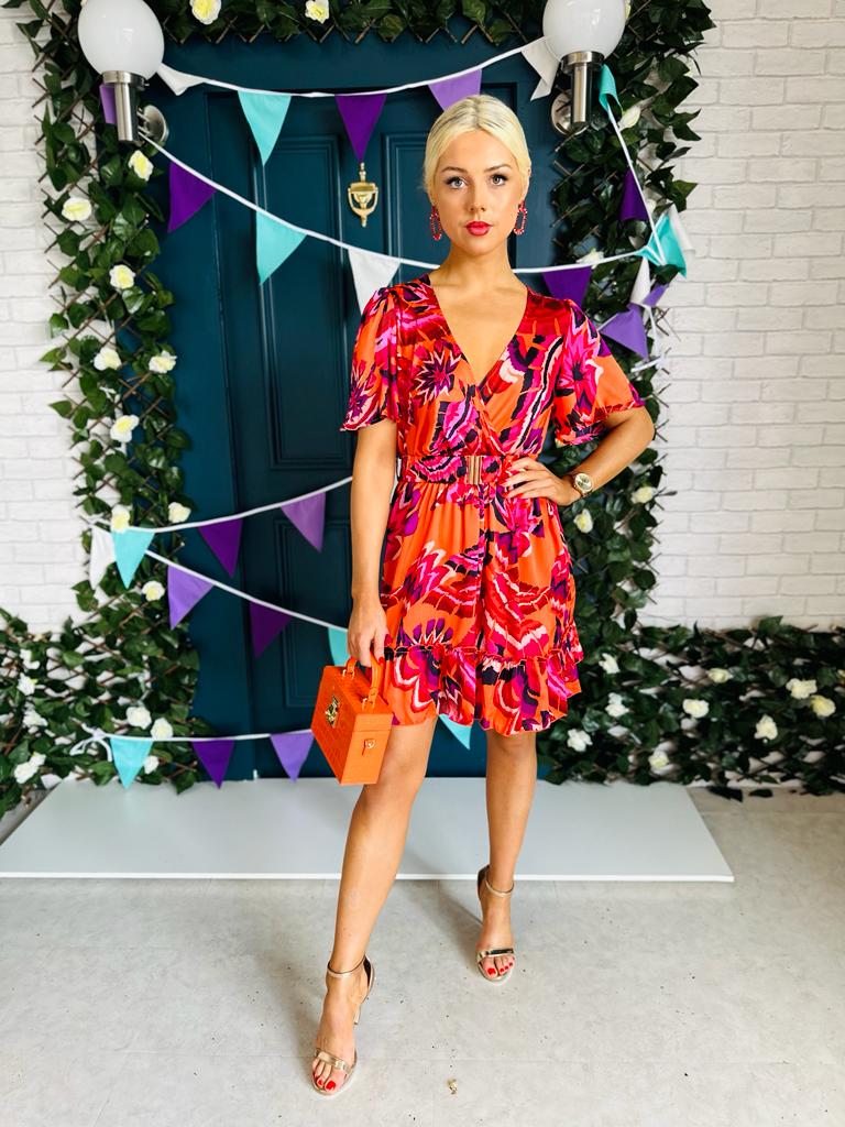 Faya Skater Dress Floral Rouge
