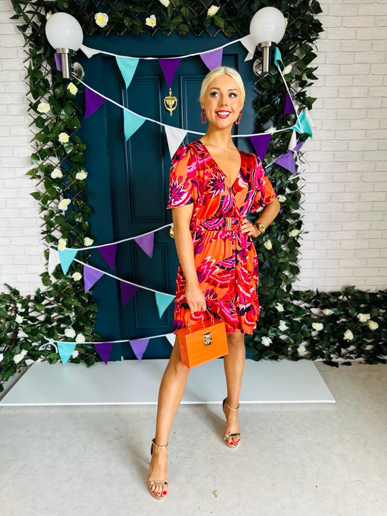 Faya Skater Dress Floral Rouge