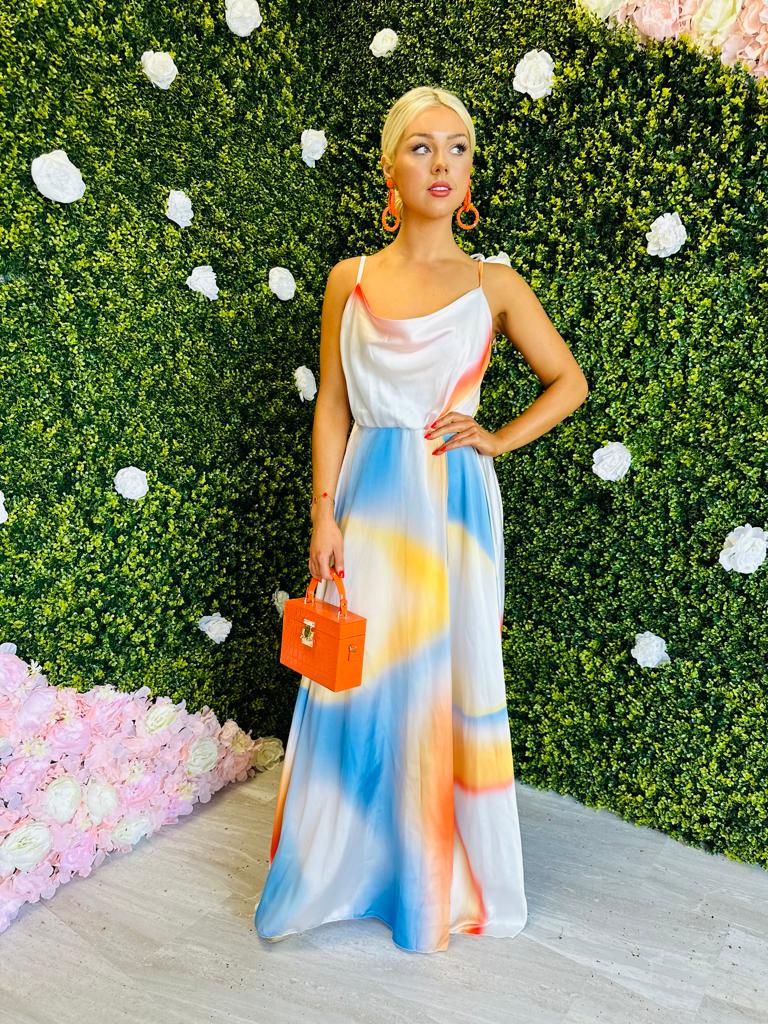 Pearl Tie Dye Maxi Dress Sky