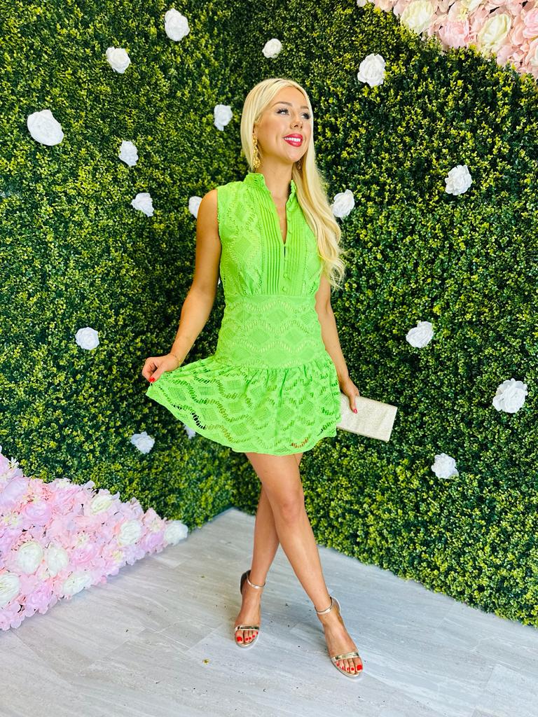 Ailbhe Crochet Mini Dress Lime