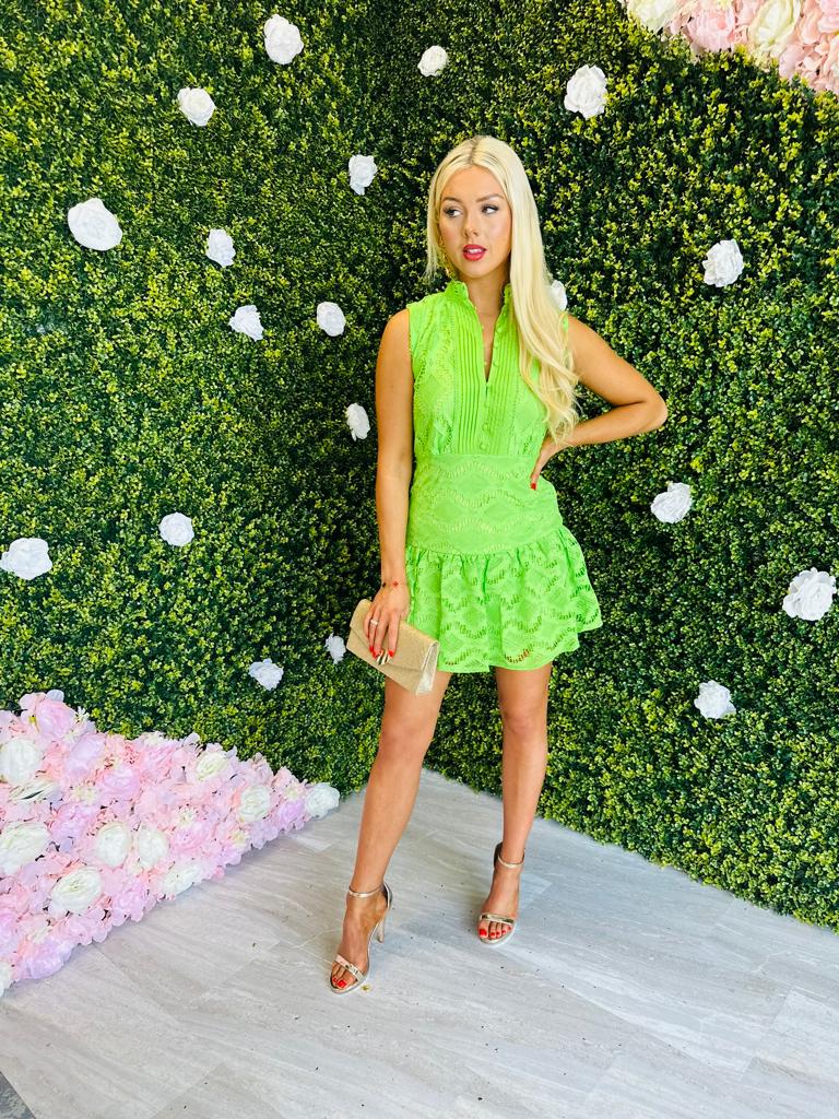Ailbhe Crochet Mini Dress Lime