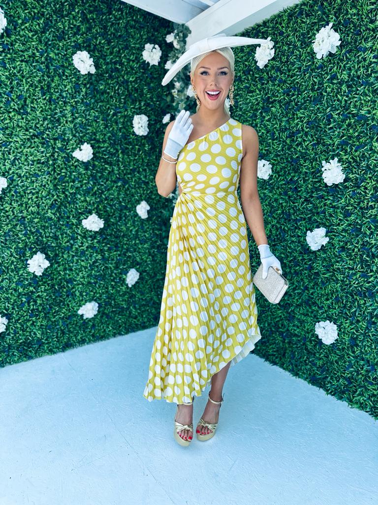 Toni Pleat Dress Polka Tuscan