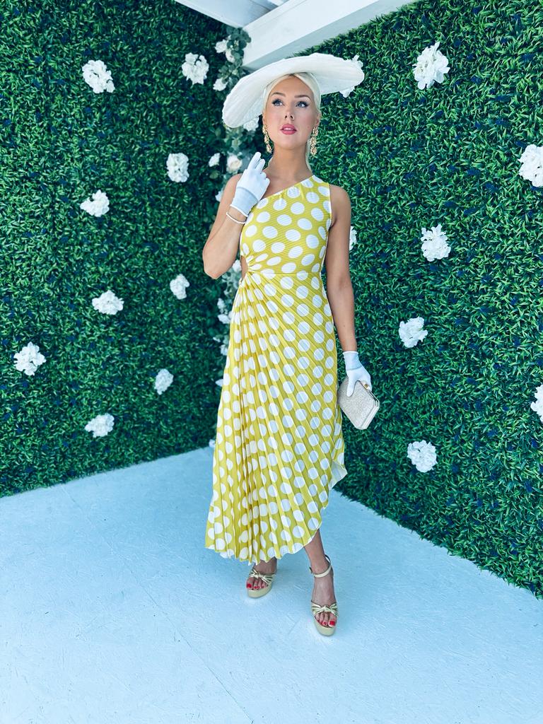 Toni Pleat Dress Polka Tuscan