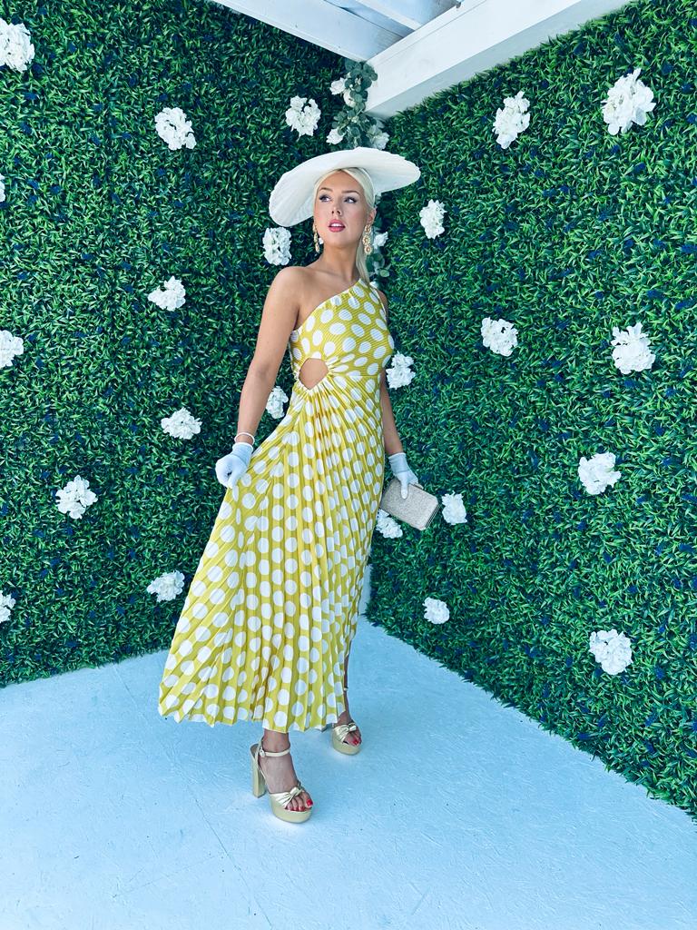 Toni Pleat Dress Polka Tuscan