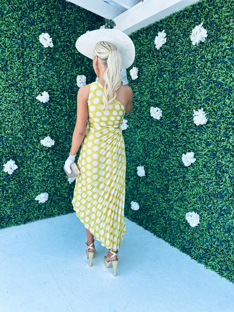 Toni Pleat Dress Polka Tuscan