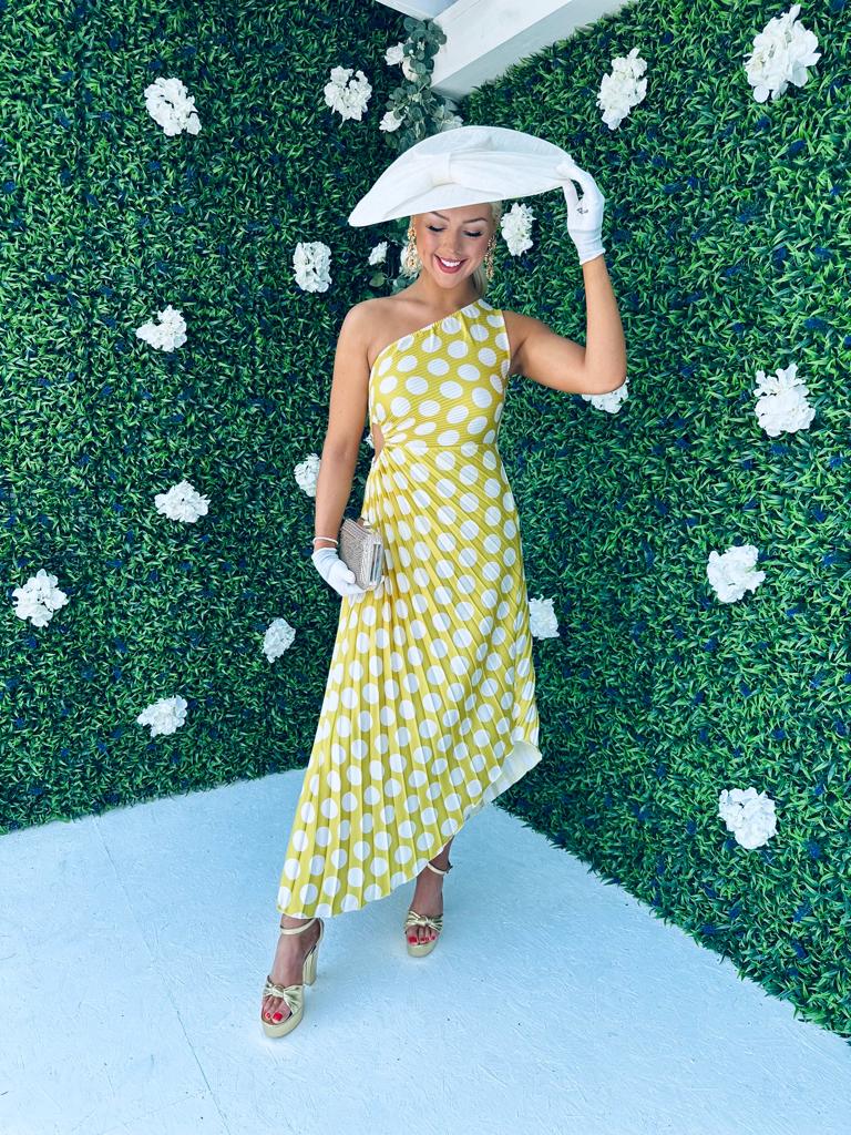 Toni Pleat Dress Polka Tuscan