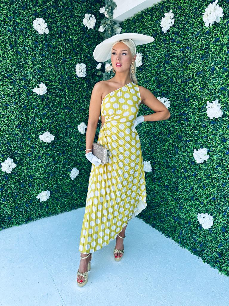 Toni Pleat Dress Polka Tuscan