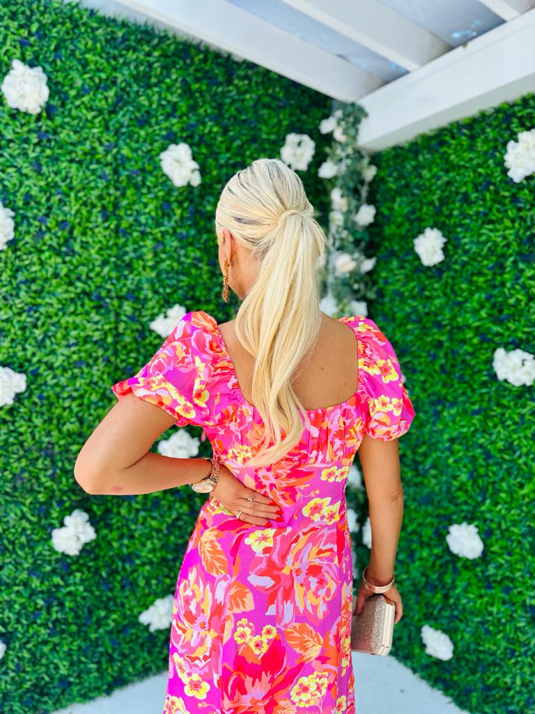 Franky Floral Detail Maxi Dress Pink
