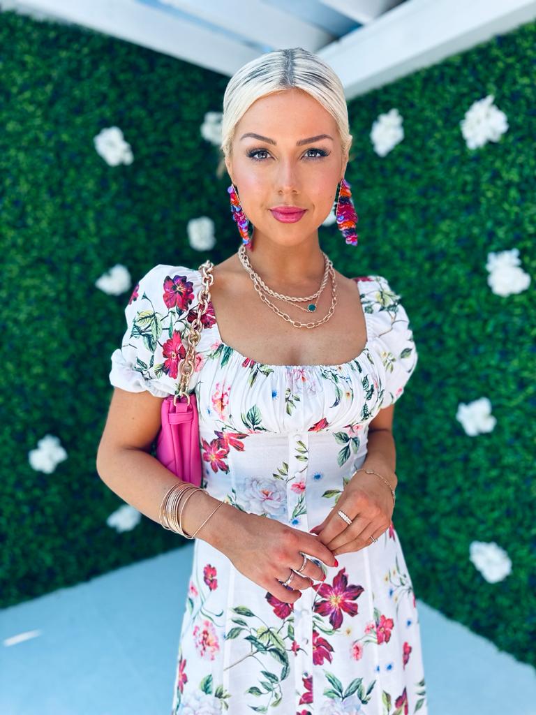 Franky Floral Detail Maxi Dress Off White