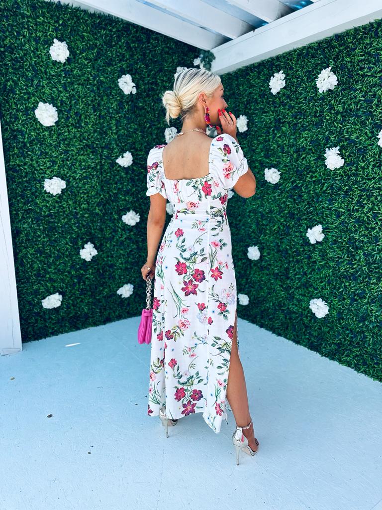 Franky Floral Detail Maxi Dress Off White