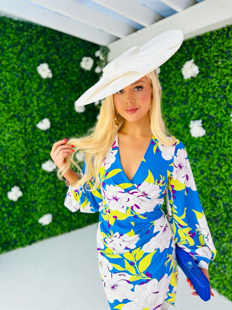 Elsa Asymmetric Dress Floral Blue