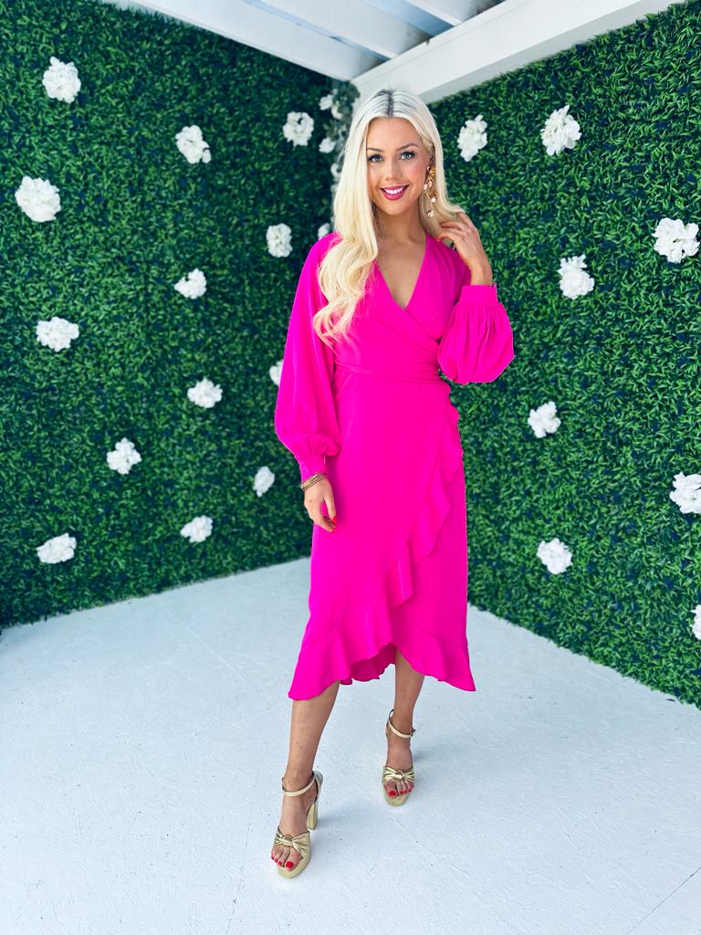 Elea Frill Detail Dress Pink