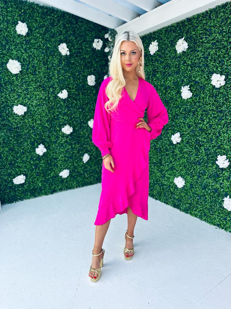 Elea Frill Detail Dress Pink