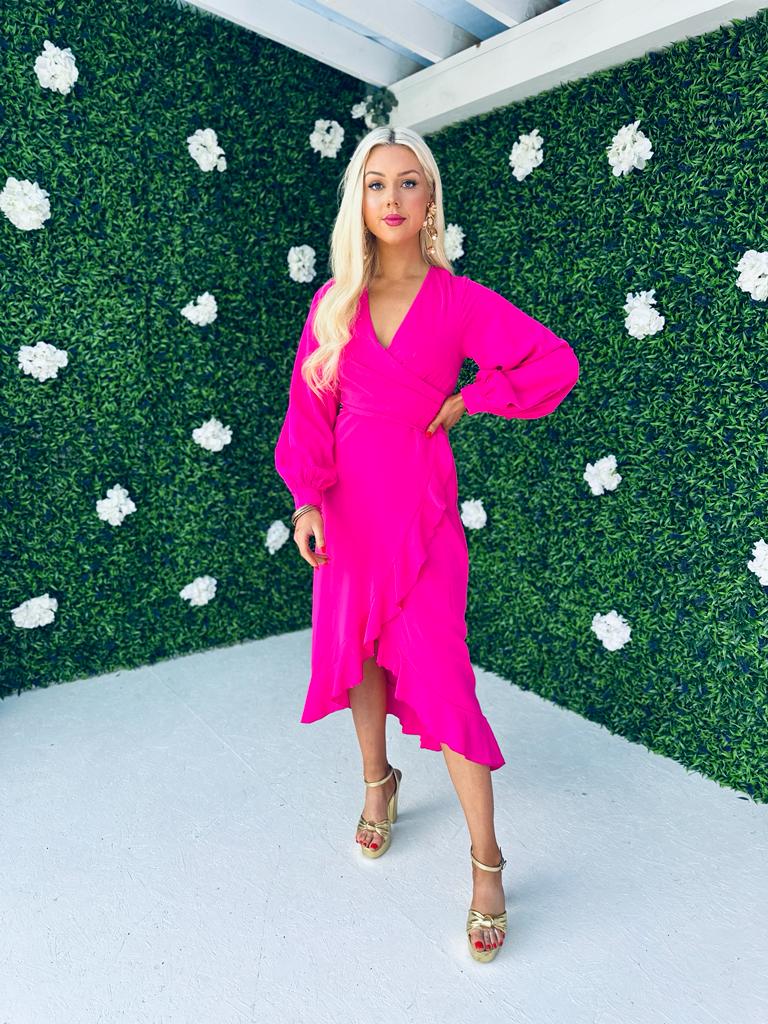 Elea Frill Detail Dress Pink