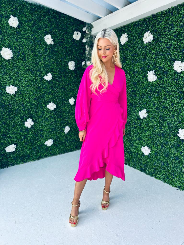 Elea Frill Detail Dress Pink