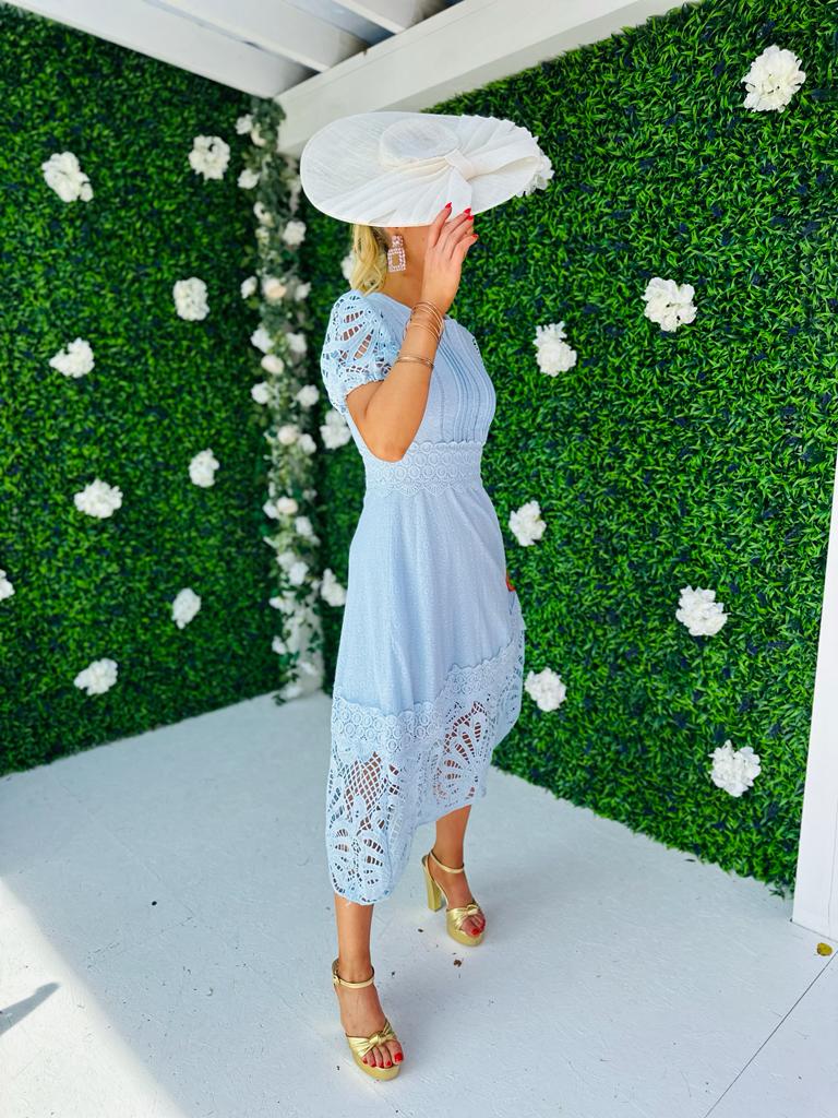 Zoe Crochet Maxi Dress Blue