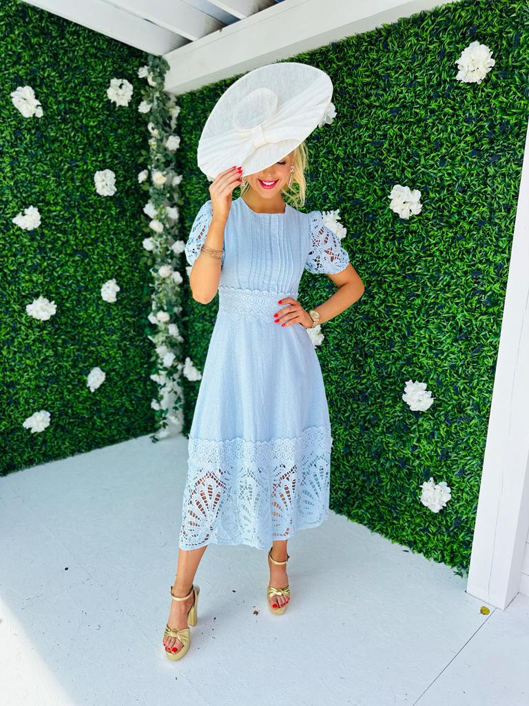 Zoe Crochet Maxi Dress Blue