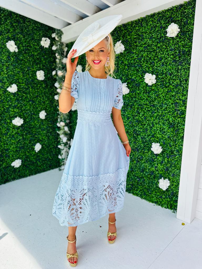 Zoe Crochet Maxi Dress Blue