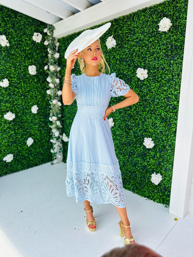 Zoe Crochet Maxi Dress Blue