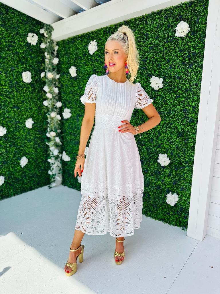 Zoe Crochet Maxi Dress White