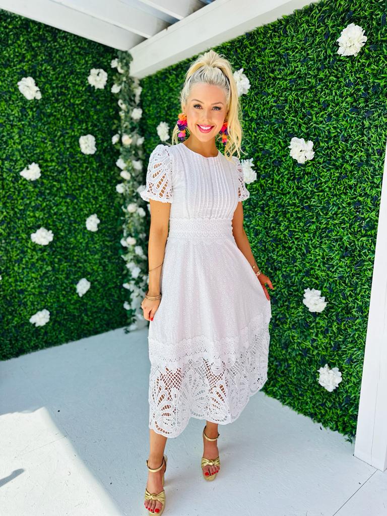 Zoe Crochet Maxi Dress White