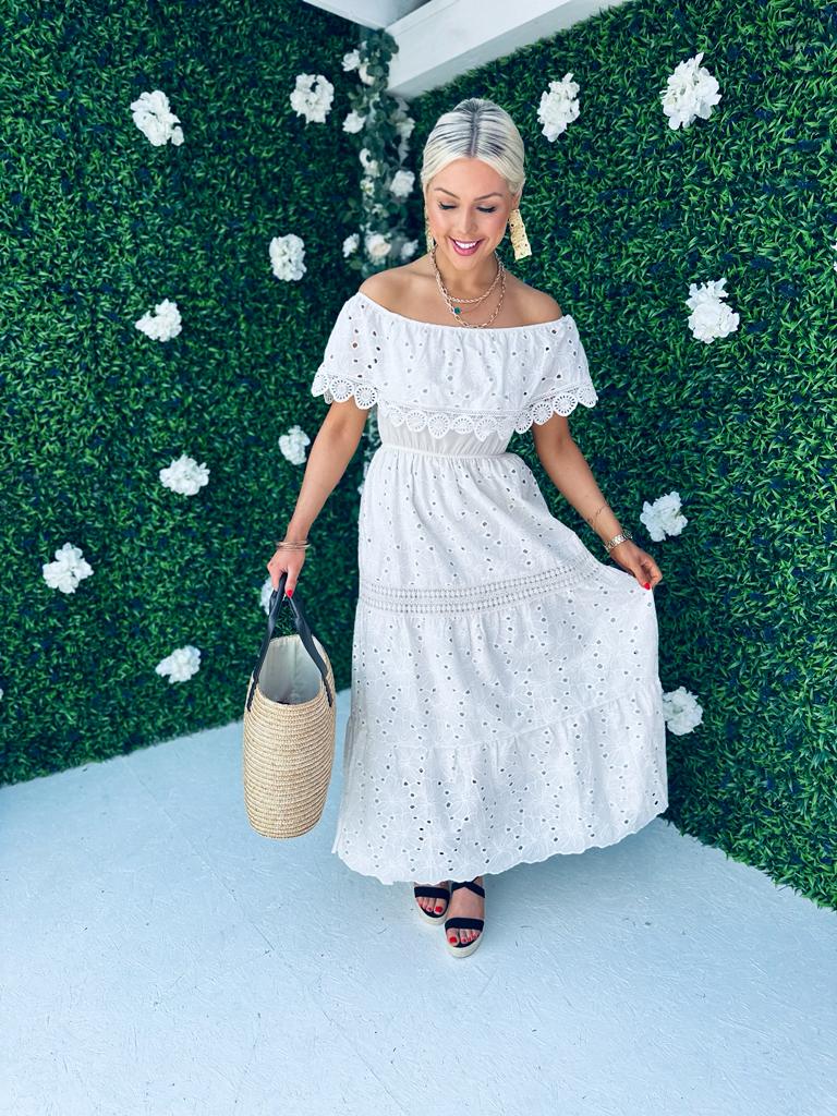 Rita Crochet Maxi Dress Ivory